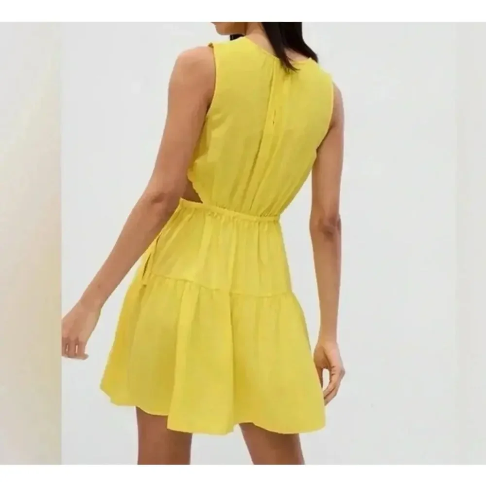 GAP Yellow Sleeveless Dress Women’s Medium Cutout Tiered Drawstring Waist NWT - Picture 8 of 14